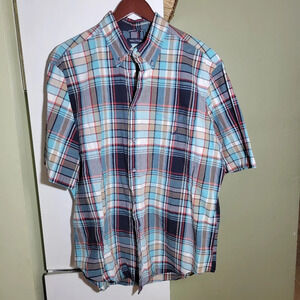 ❤️ 3 for $35 vintage Nautica men short sleeve button down plaid checked shirt XL